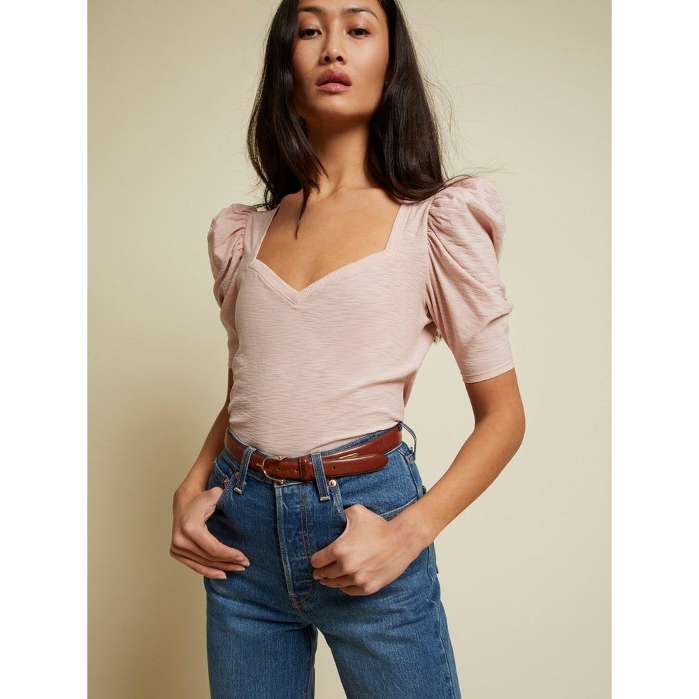 Nation LTD Carolina Sweetheart Party Tee Light Pink Millennial Slub Cotton XS